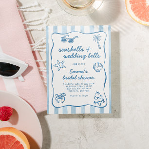 Invitation Coquillages côtiers et cloches de mariage Shower d