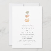 Invitation Coquillages d'aquarelle Élégant minimaliste Mariag (Devant)