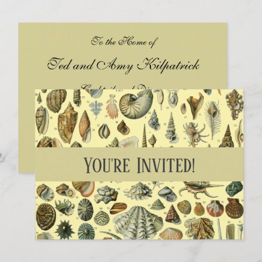 Invitation Coquillages de coquillages Mollusk Clam Élégant Ar (Devant / Derrière)