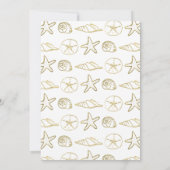 Invitation Coquillages de mer aspect feuille d'or Chic douche (Dos)