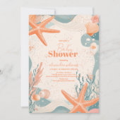 Invitation Coquillages de plage Baby shower élégant (Devant)