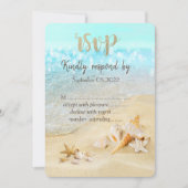 Invitation Coquillages de plage de mariage RSVP Sable (Devant)