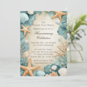 Invitation Coquillages de Plage de Sable Côtière Fête de Créa (Debout devant)