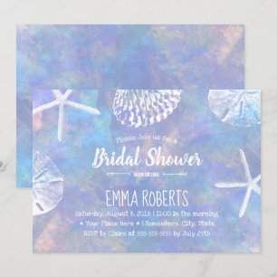 Invitation Coquillages de plage Elégante Fête des mariées aqu
