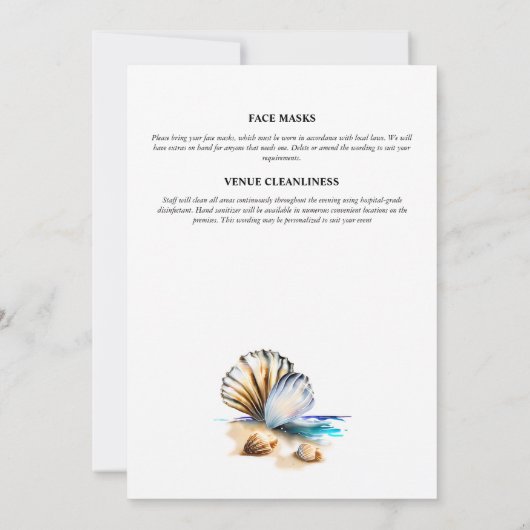 Invitation Coquillages de plage iridescente élégant thème nau (Dos)