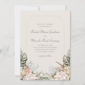 Invitation Coquillages de plage Mariage floral (Devant)