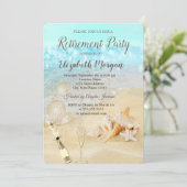 Invitation Coquillages de plage Sable Ballons, Vin Retraite (Debout devant)