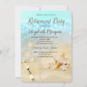 Invitation Coquillages de plage Sable Ballons, Vin Retraite (Devant)
