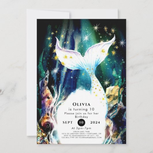 Invitation Coquillages enchantés Sirène Anniversaire (Devant)