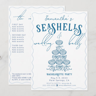 Invitation Coquillages et Cloches de Mariage Enterrement de V