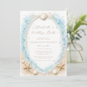 Invitation Coquillages et Cloches de Mariage Fête de Mariage 