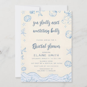 Invitation Coquillages et Cloches de Mariage Plage Baby Showe