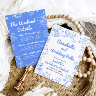 Invitation Coquillages et Cloches de Mariage Week-end Enterre