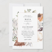 Invitation Coquillages et Mariage floral blanc (Devant)
