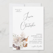 Invitation Coquillages et Mariage floral blanc 2 (Devant)