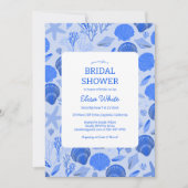 Invitation Coquillages Fête des mariées Chic Blue Beach CUSTO (Devant)