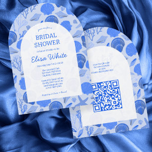 Invitation Coquillages Fête des mariées Chic Plage CUSTOM QR 