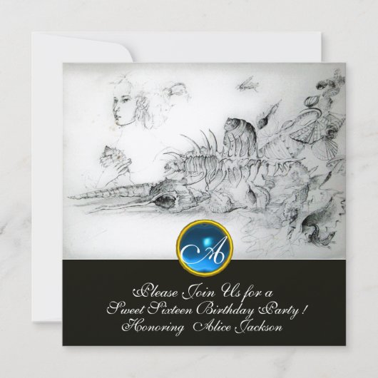 Invitation Coquillages Fête Douce Seize Party Monogramme Saph (Devant)