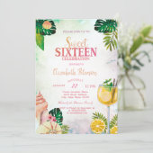 Invitation Coquillages Feuille Palm Cocktail Summer Sweet 16 (Debout devant)