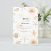 Invitation Coquillages Fleurs de Prune Plage Mariage Moderne  (Debout devant)