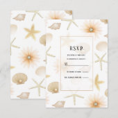 Invitation Coquillages Fleurs de Prune Plage Mariage Moderne  (Devant / Derrière)