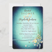 Invitation Coquillages, Fleurs, Fête des mariées Gold Heart (Devant)