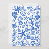 Invitation Coquillages Frame Beach Wedding Blue CUSTOM (Dos)