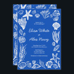 Invitation Coquillages Frame Beach Wedding Blue CUSTOM<br><div class="desc">Carte parfaite pour une faire-part de mariage amusante ! L'art fait main pour vous ! Parfait pour un mariage, une douche de nage en bord de mer, une fête de bachelorette, une fête de fiançailles ou un anniversaire. ENTIÈREMENT PERSONNALISABLE ! Cliquez sur "Personnaliser" ci-dessus pour modifier le texte. Cliquez sur...</div>