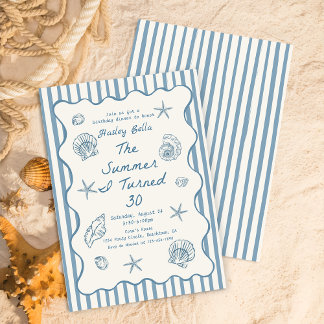 Invitation Coquillages L'Été J'Ai Tourné Trente Anniversaire