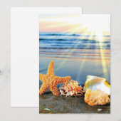 Invitation Coquillages marins et étoiles de mer sur la plage (Devant / Derrière)