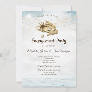 Invitation Coquillages, Mer, Fiançailles de script des lumièr