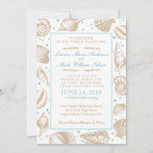 Invitation Coquillages Plage nautique Mariage Aqua/Tan (Devant)