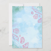 Invitation Coquillages Roses Sous L'Océan Mer Anniversaire (Dos)