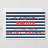 Invitation Coquillages, Starfish & Coral sur les rayures naut (Dos)