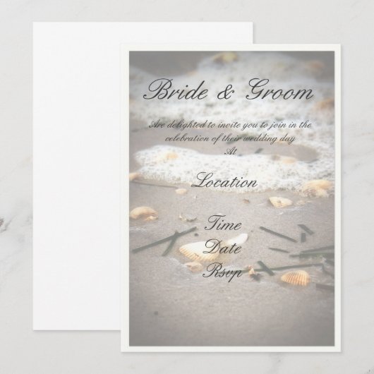 Invitation coquillages sur l'invitation à terre (Devant / Derrière)