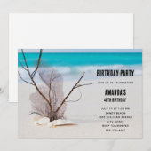 Invitation Coquillages sur une photo d'anniversaire de plage  (Devant / Derrière)