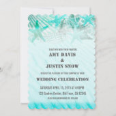 Invitation Coquillages turquoise sable étoile mariage invite (Devant)
