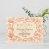Invitation Coquillages vintages plage nautique douche nuptial (Debout devant)