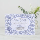 Invitation Coquillages vintages plage nautique douche nuptial (Debout devant)