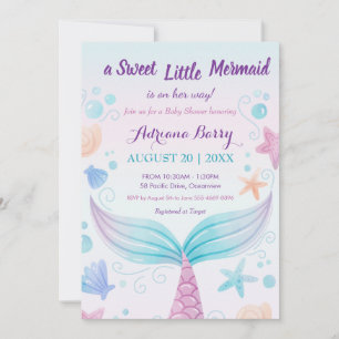 Invitation Coquille de Baby shower de sirène sous la mer B