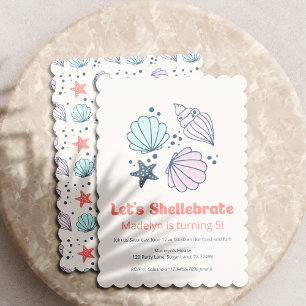 Invitation Coquille fête d'anniversaire Shellebrate Girls