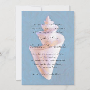 Invitation Coquille marine sur Mariage bleu