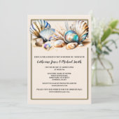 Invitation Coquilles de plage coquillages tropicaux océan iri (Debout devant)