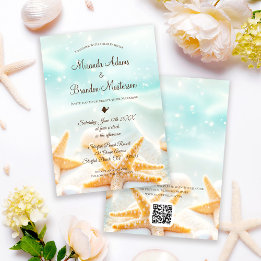 Invitation Coquilles d'étoiles de mer modernes Code QR Mariag