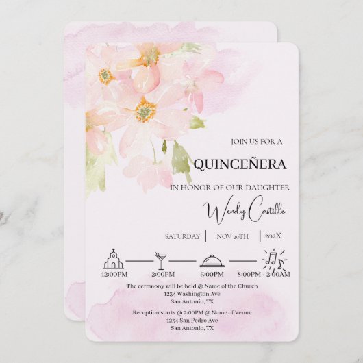 Invitation Coquinceañera (Devant / Derrière)