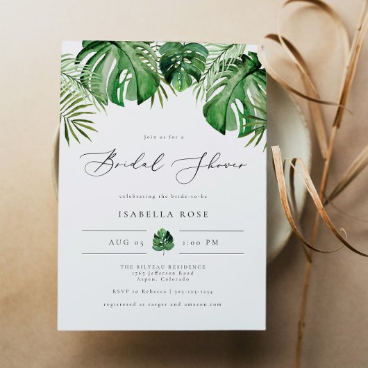 Invitation CORA- Fête des mariées Tropical Beach Palm Leaf