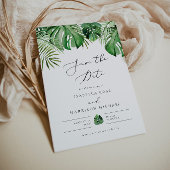 Invitation CORA Tropical Beach Palm Leaf Enregistrer la date