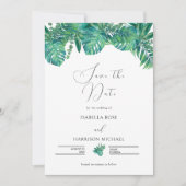 Invitation CORA Tropical Beach Palm Leaf Save the Date  (Devant)