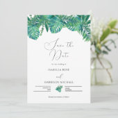 Invitation CORA Tropical Beach Palm Leaf Save the Date  (Debout devant)