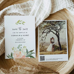 Invitation CoRA Watercolor Peach Floral Wedding Enregistrer L<br><div class="desc">La Collection Cora est un ensemble de designs à couper le souffle qui incarne l'essence de la romance et de l'élégance. Les délicates flores d'aquarelle, aux tons doux de pêche et de rougeur, sont une représentation visuelle étonnante de la beauté et de la grâce que l'on retrouve dans la nature....</div>